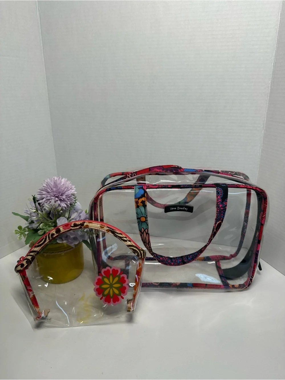 Vera Bradley Clear Travel Tote and Floral-Trim Cosmetic Pouch - Multi